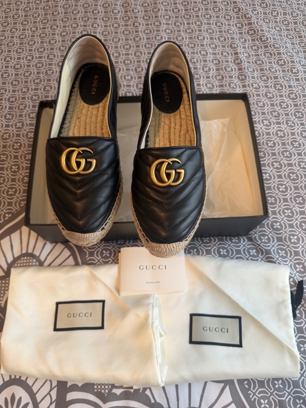 Gucci GG Marmont Espadrille Shoes — Size 39.5